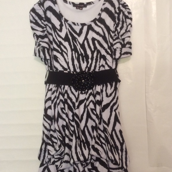 My Michelle Zebra Print Dress 16 Girls Black and White Midi - Picture 1 of 8